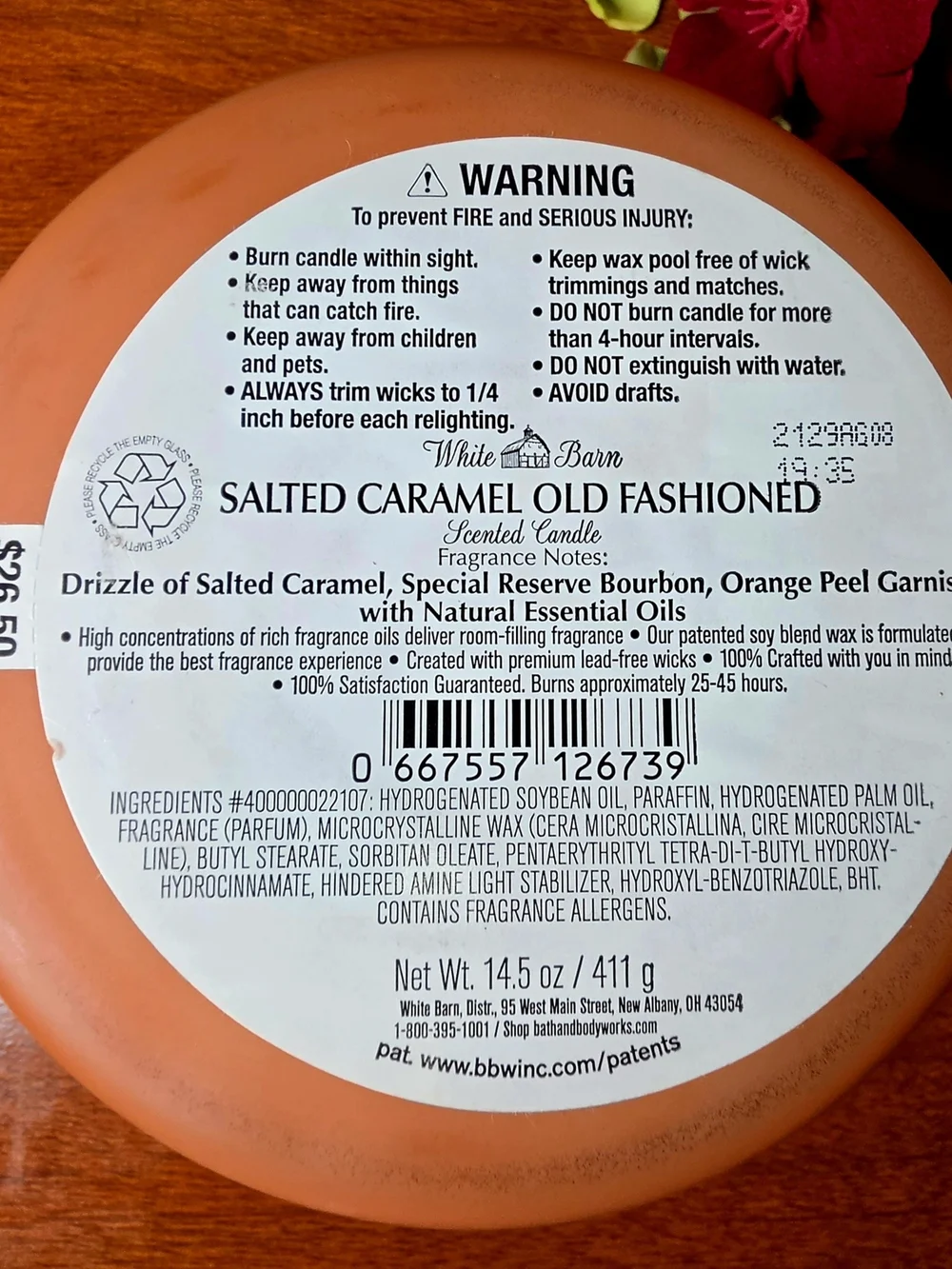 Bath & Body Works Salted Caramel Old Fashioned 3-Wick Scented Candle